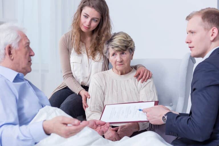 family discussing will with lawyer
